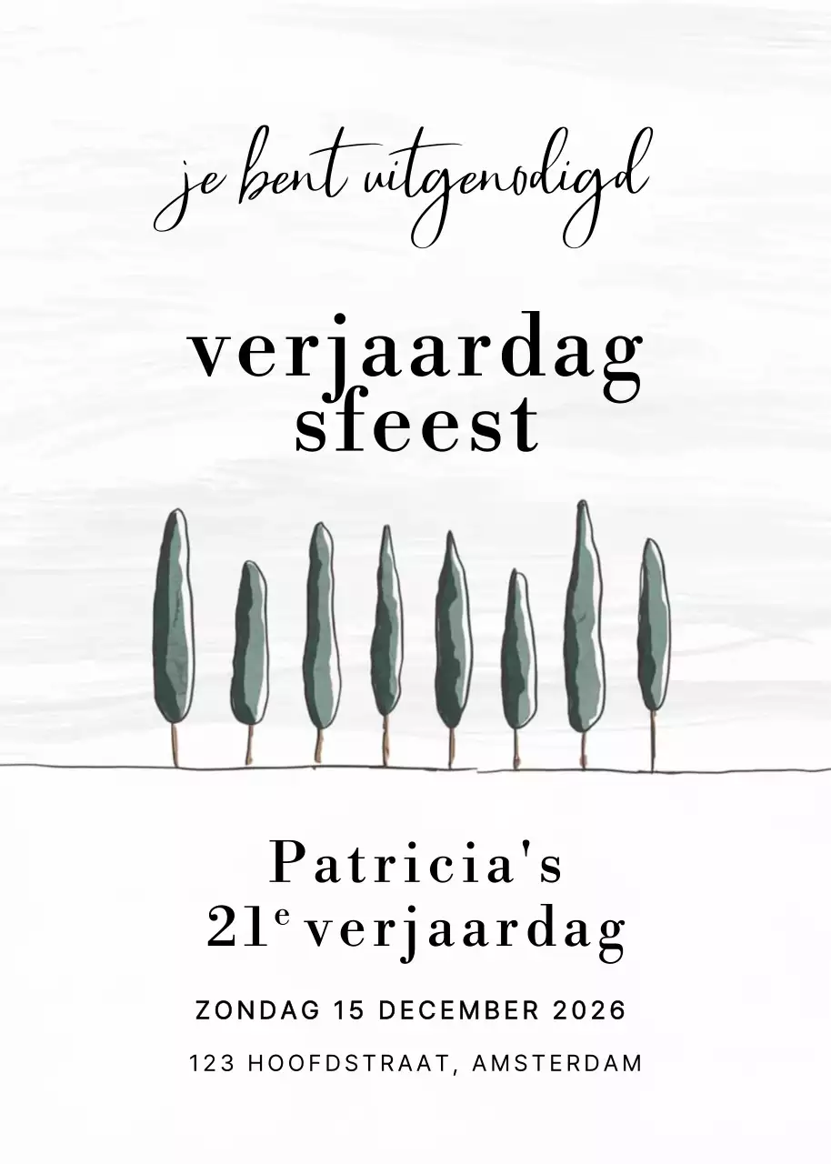 Witte minimalistische verjaardagsuitnodiging