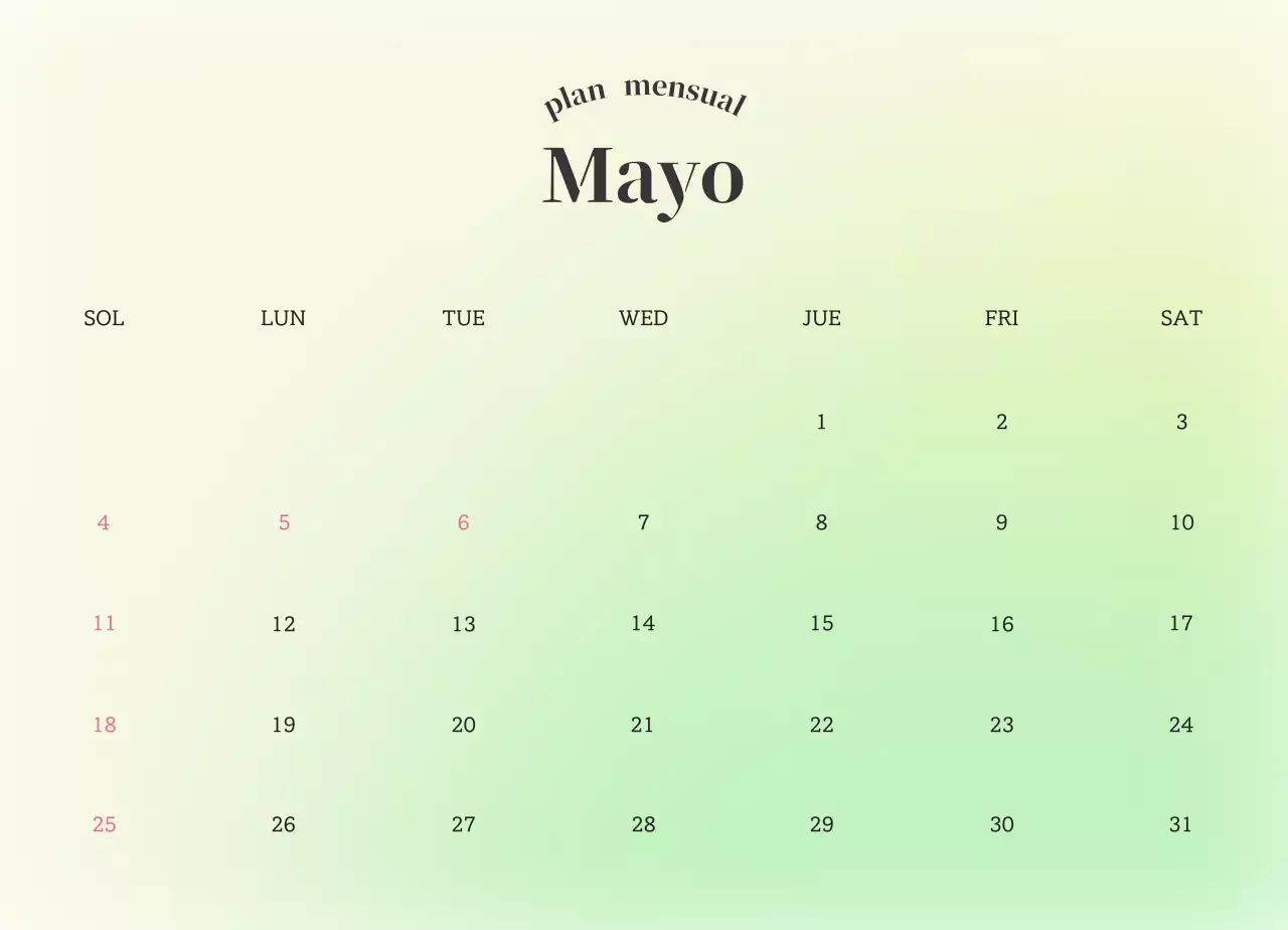 Calendario Gradient Minimalist Emotion