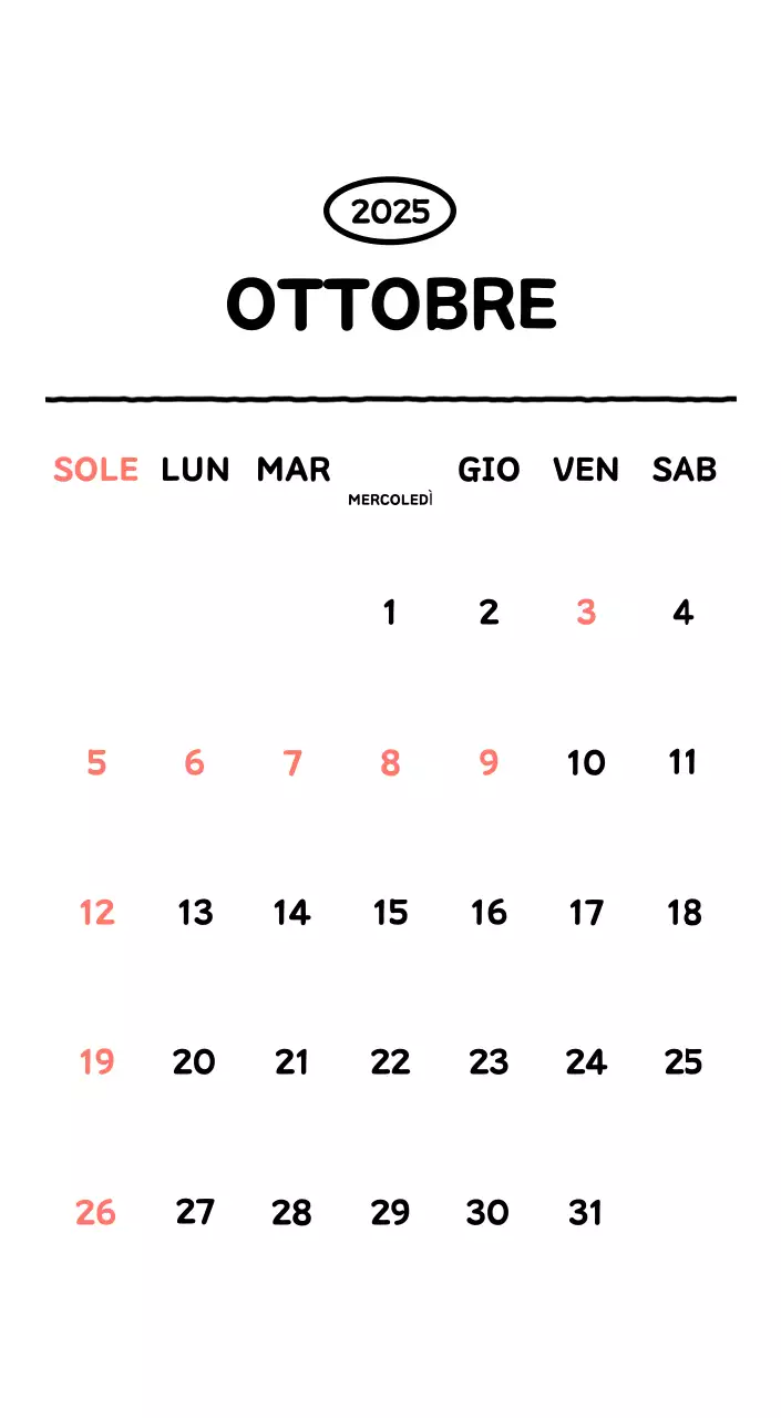 Calendario illustrato con un grazioso stile di linee