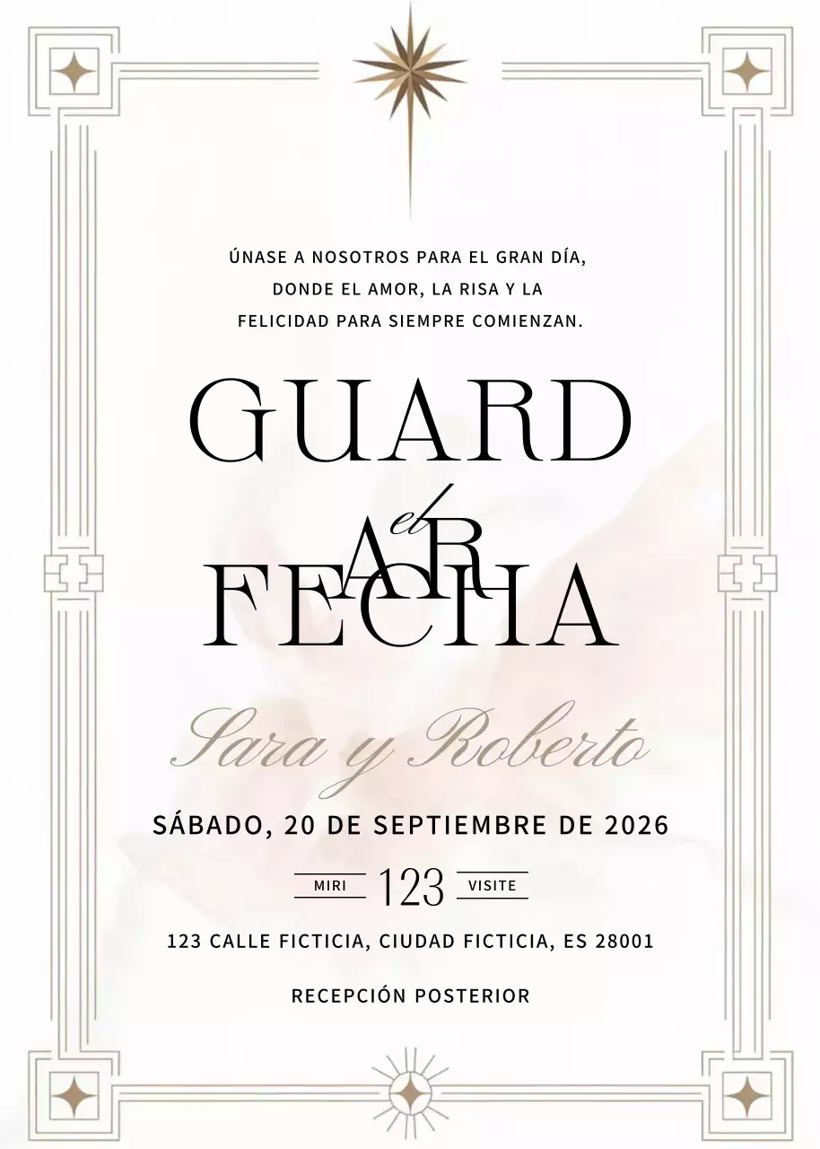Invitación de boda elegante beige