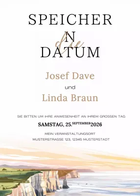 Beige Elegante Hochzeitseinladung