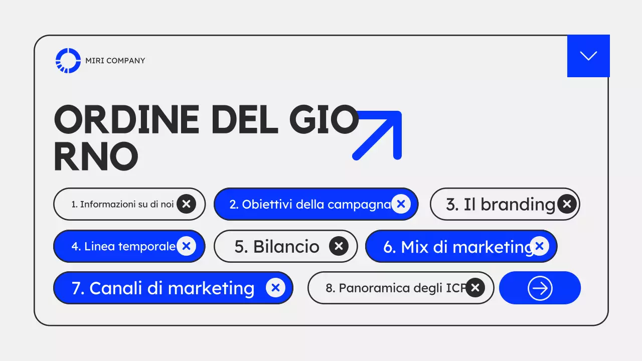 Presentazione del piano di marketing moderno grigio blu