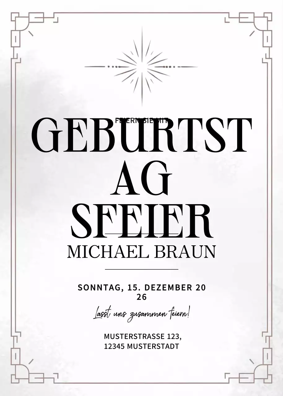 Minimalistische Geburtstagseinladung in Weiß