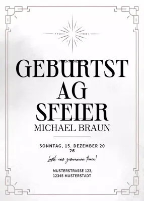 Minimalistische Geburtstagseinladung in Weiß