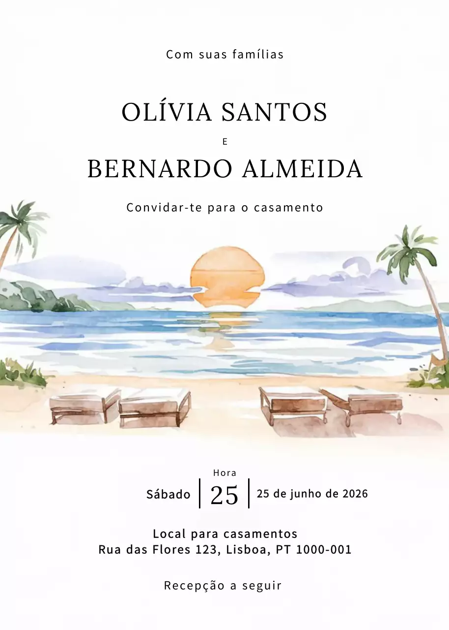 Convite de casamento bege e elegante