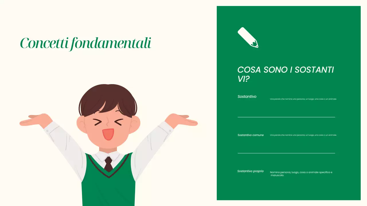 Presentazione della grammatica semplice e dei sostantivi Beige