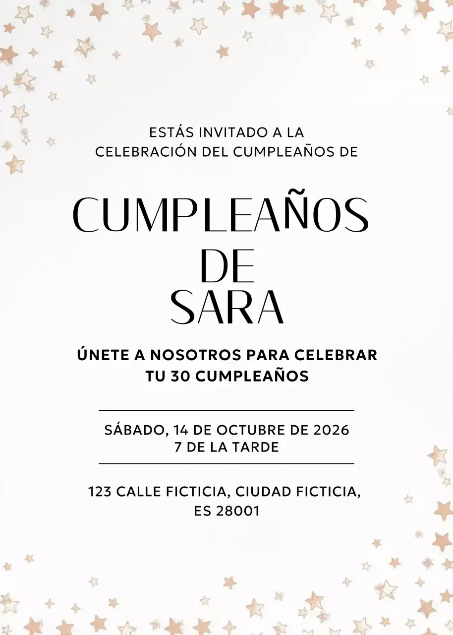 Invitación de cumpleaños elegante beige