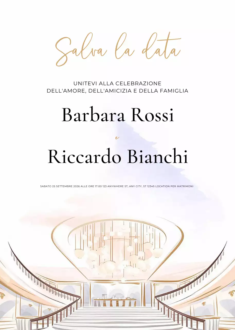 Invito di matrimonio elegante bianco