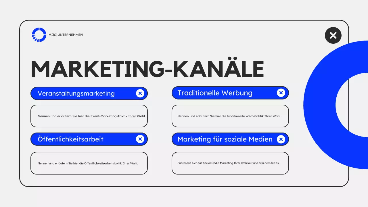 Blaugrauer moderner Marketingplan Präsentation