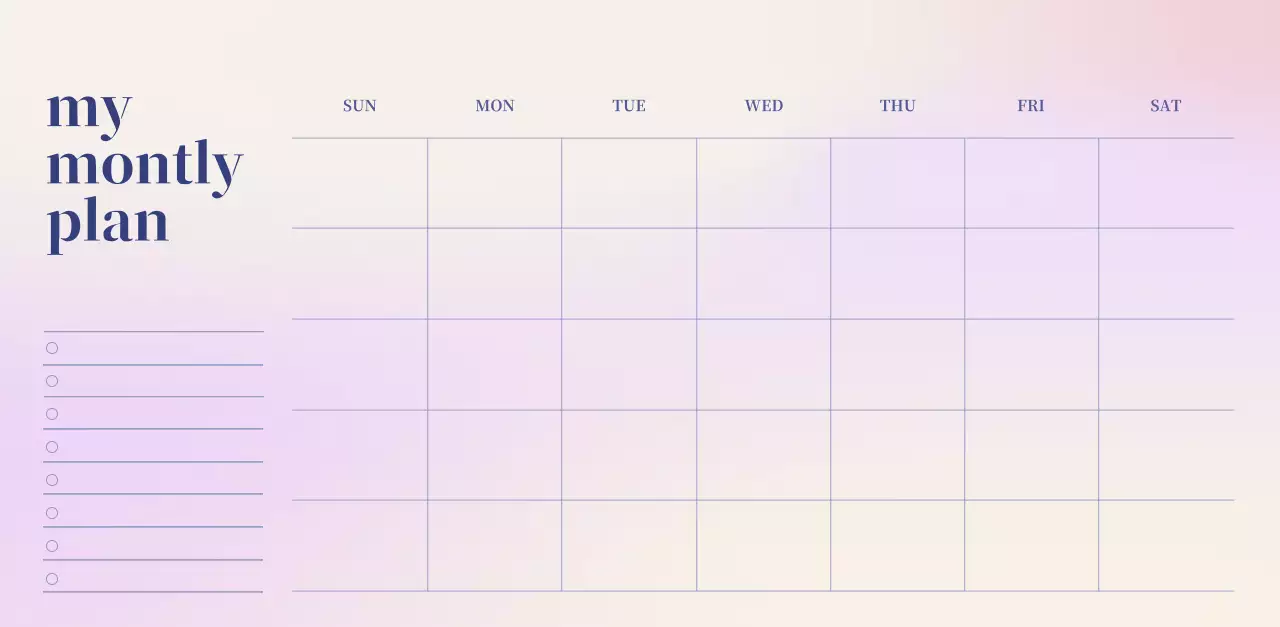 Gradient Minimalist Calendar