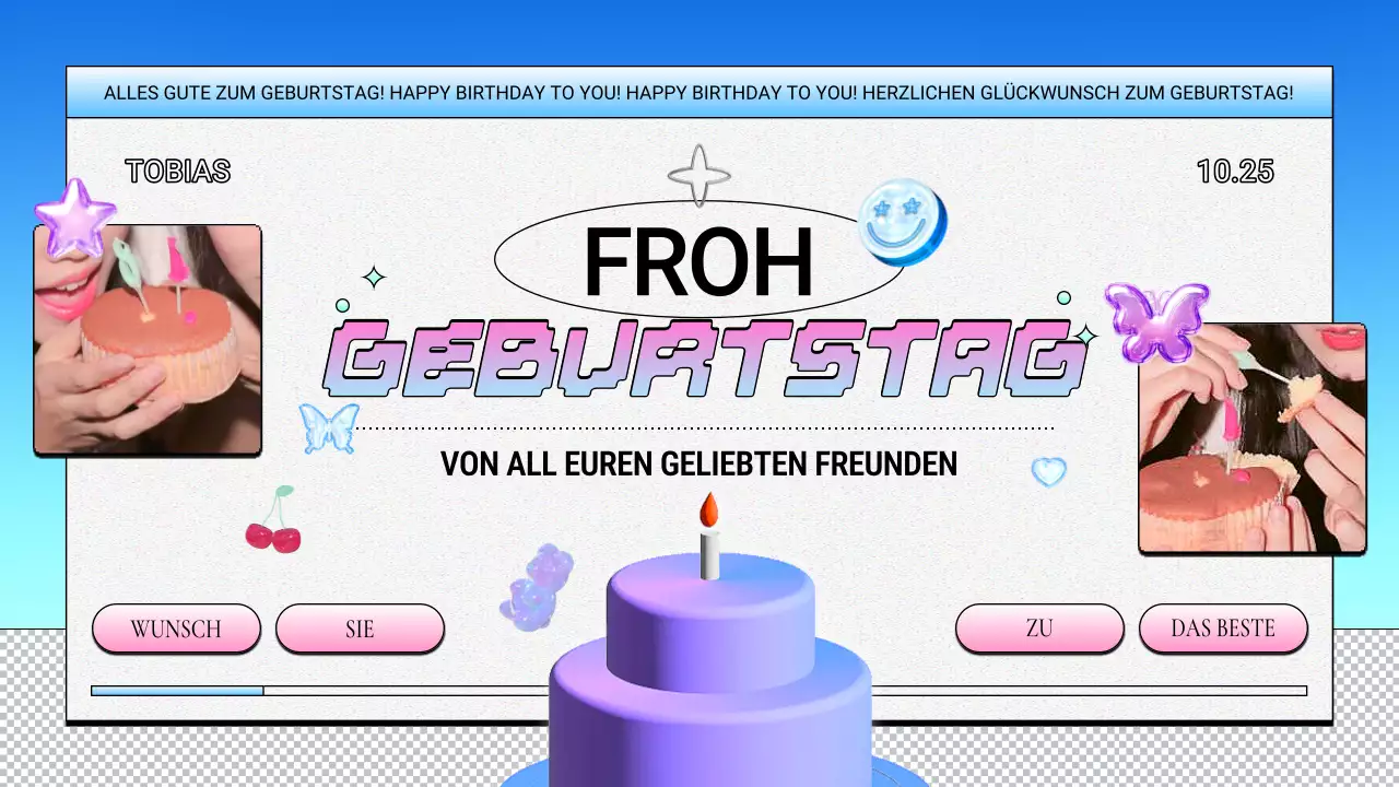 lila retro geburtstag design