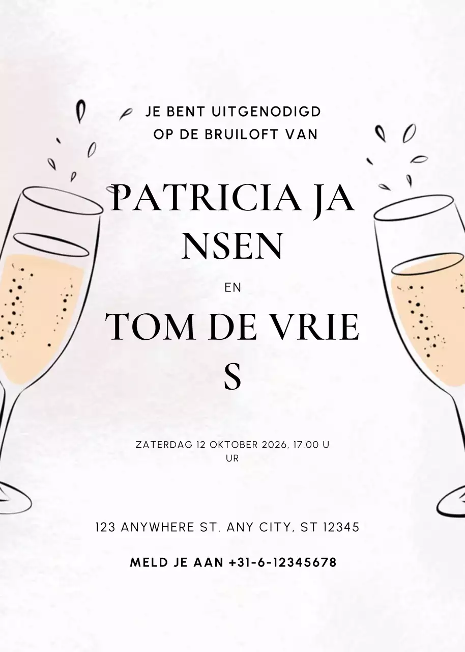 beige elegante huwelijksuitnodiging