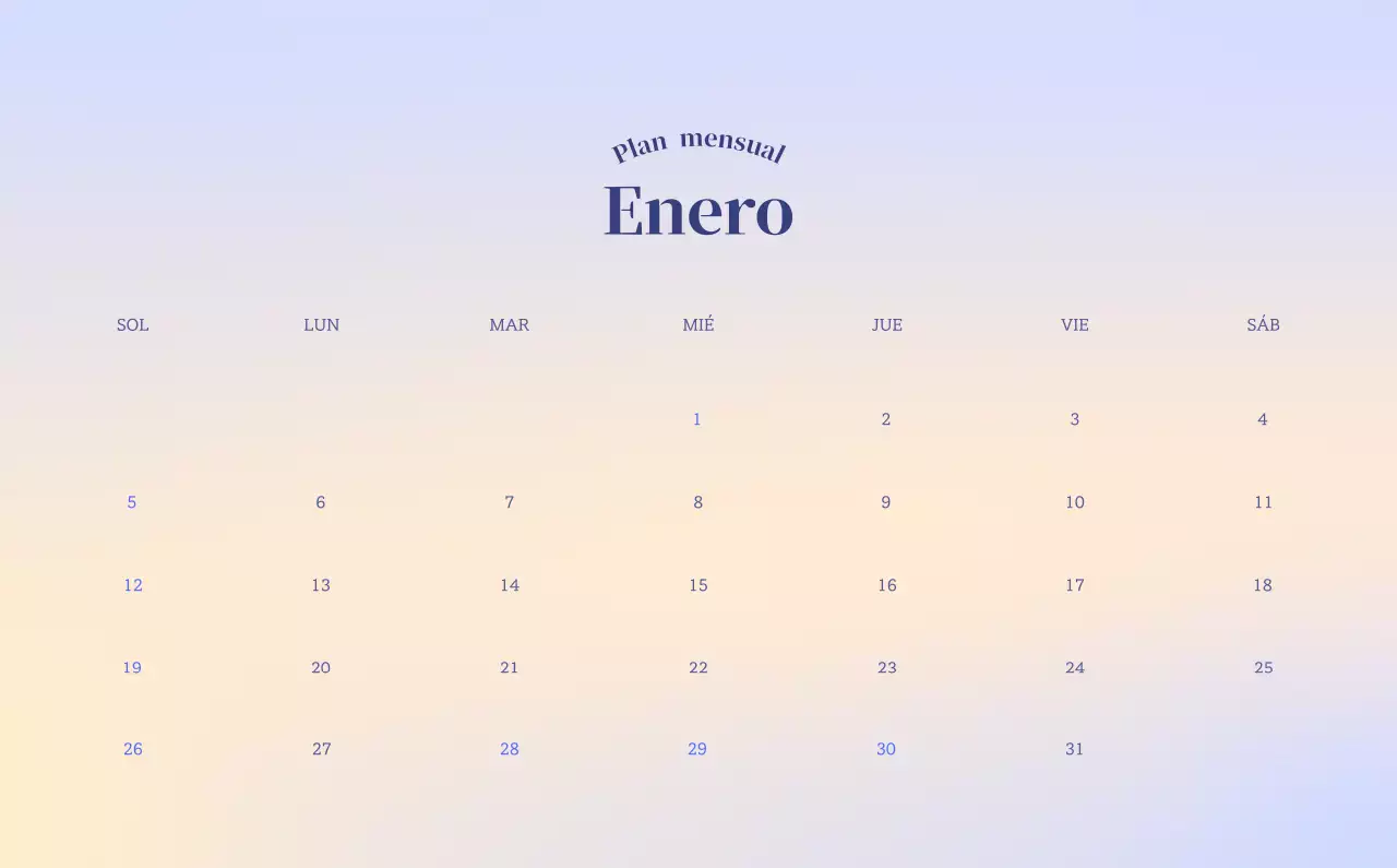 Calendario minimalista degradado