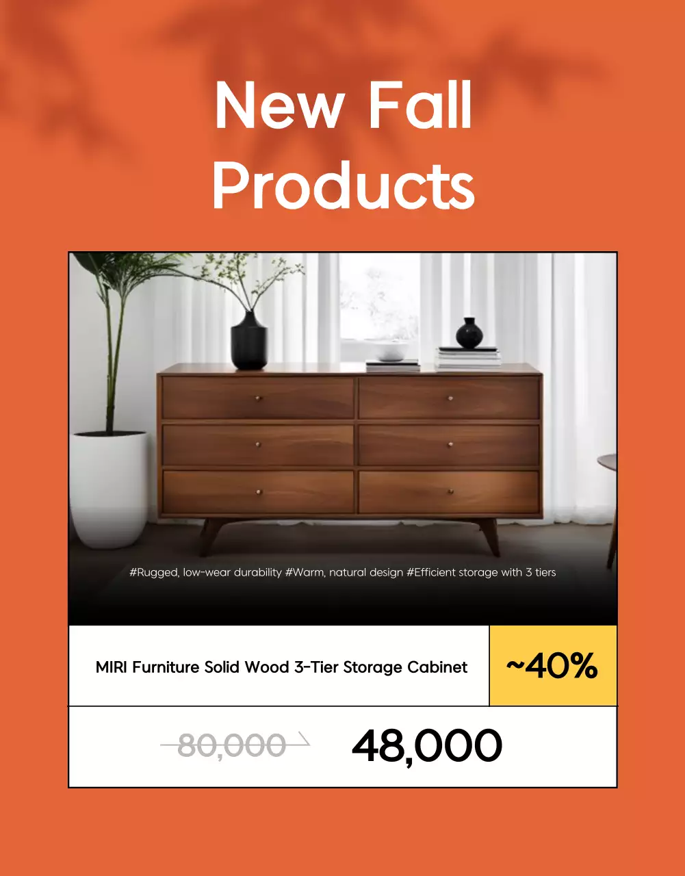 Poster khuyến mại bán đồ nội thất hiện đại màu cam