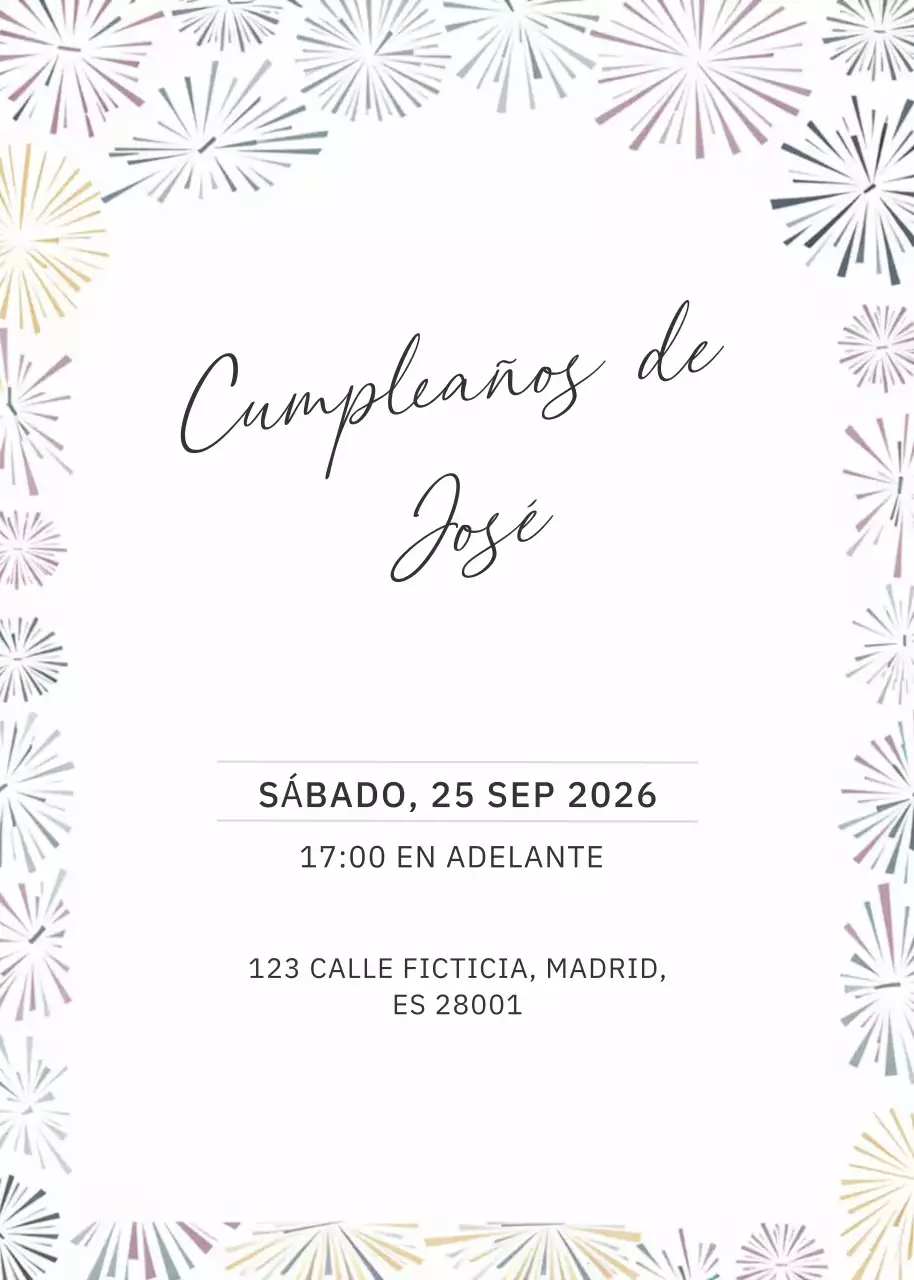 Invitación de cumpleaños colorida y elegante