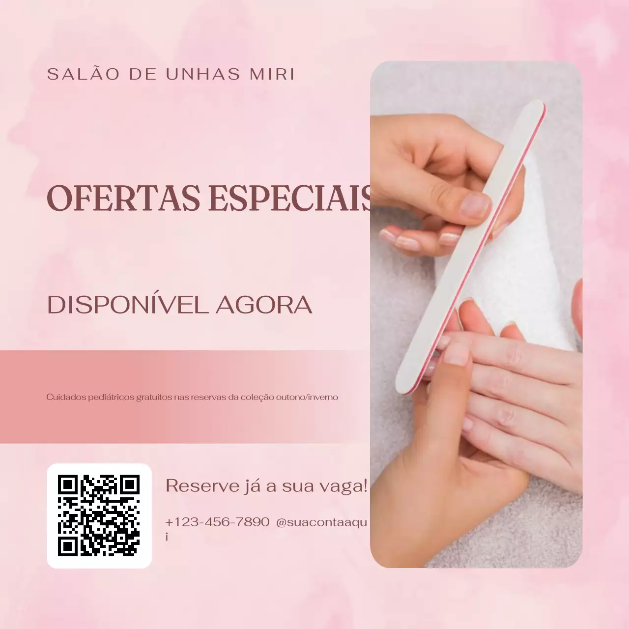 promoção de unhas rosa elegante