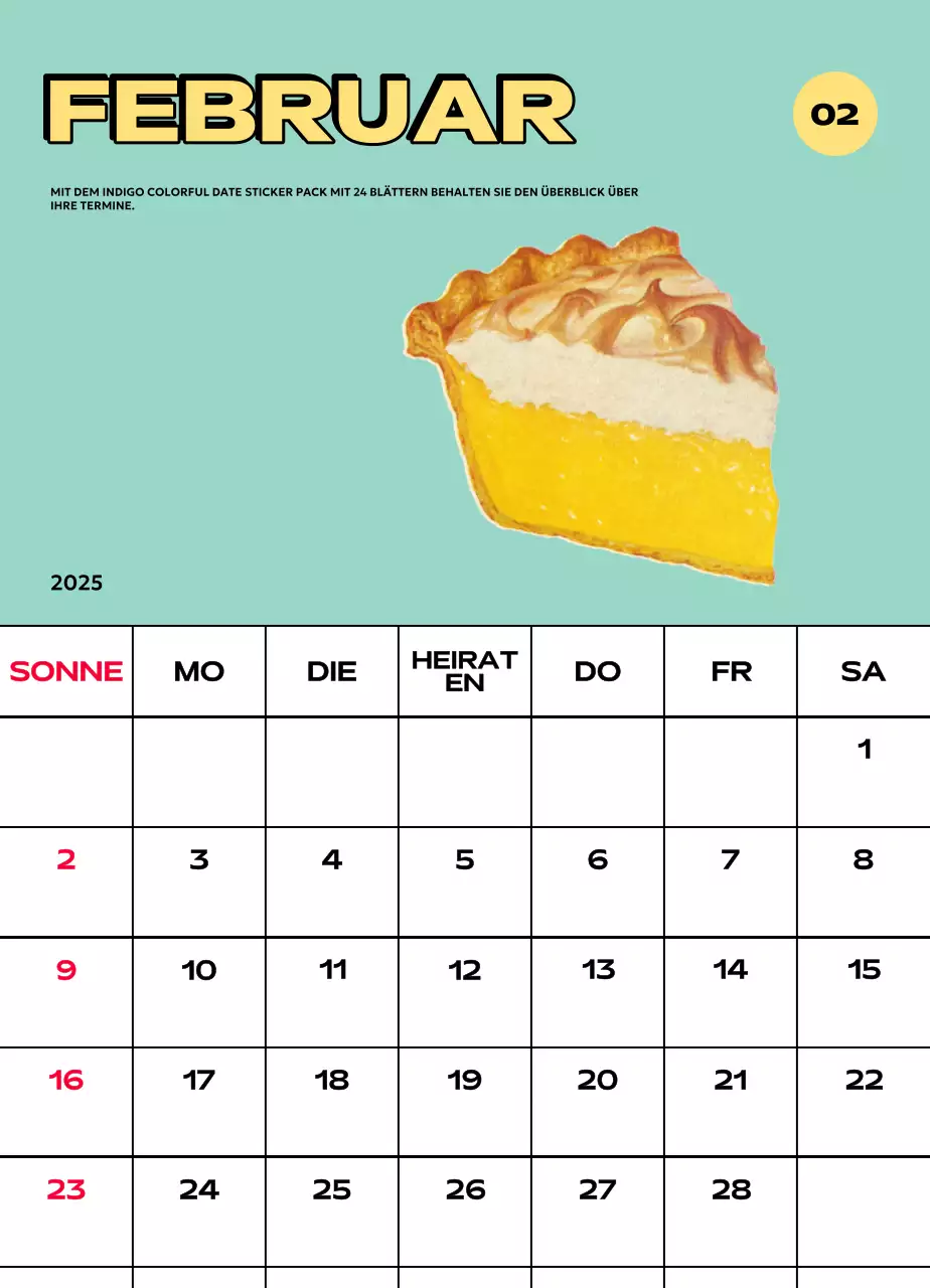 Bunte Kalender mit einer Vielzahl von Retro-Illustrationen