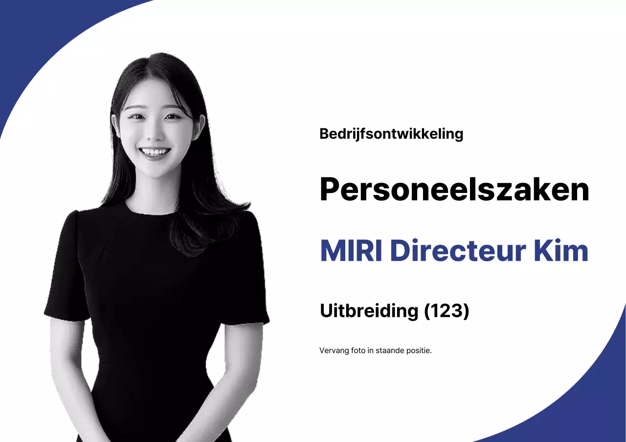 Eenvoudig zwart-wit visitekaartje ter introductie van een werknemer