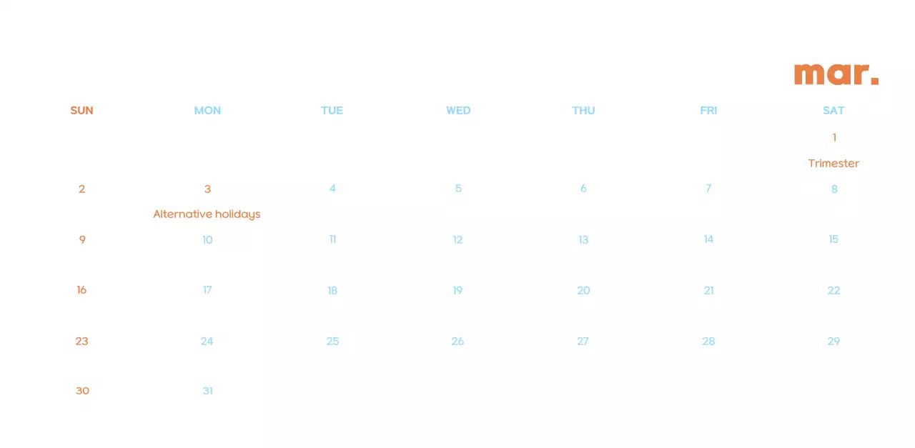 Business calendar with cute illustrations