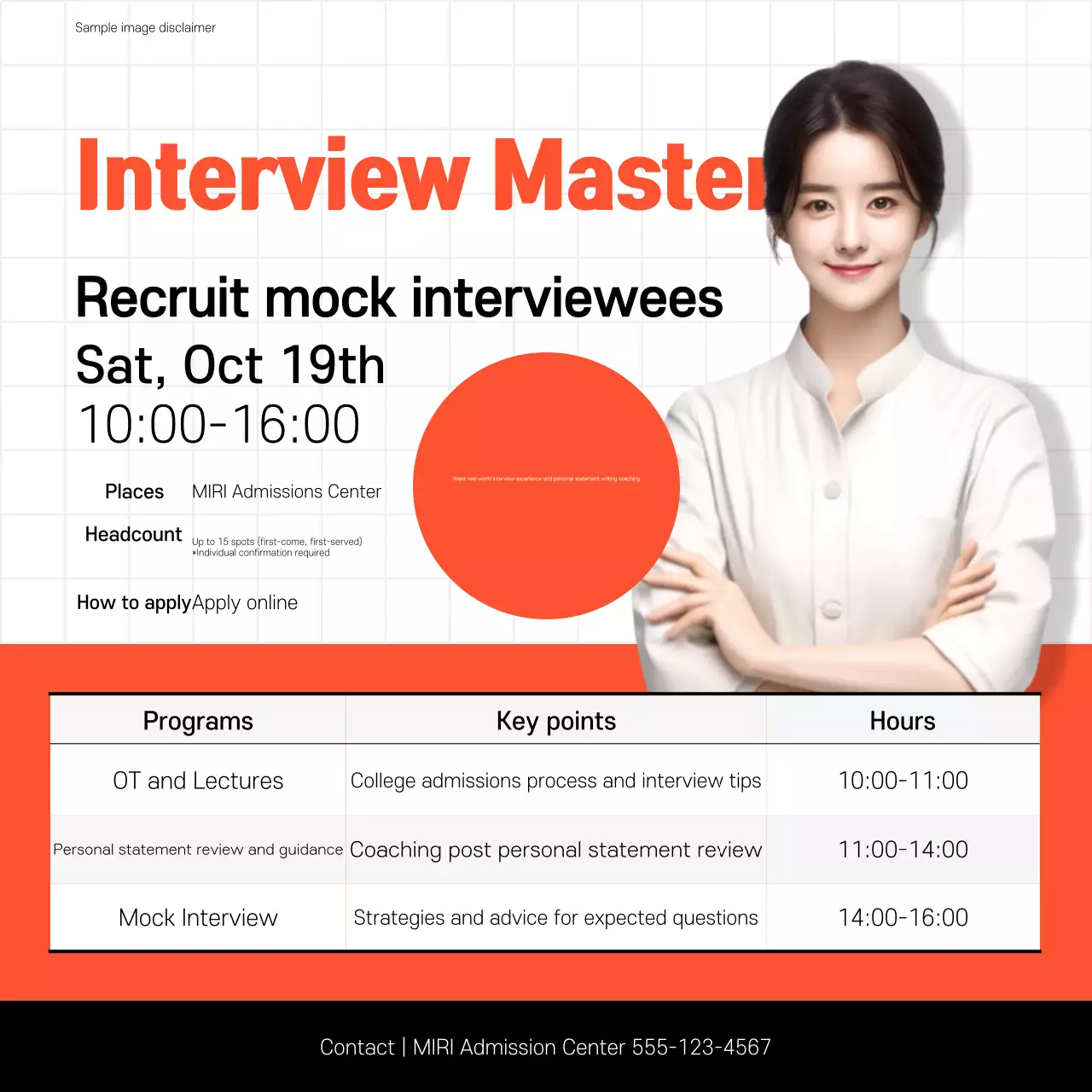 Promoção de evento de entrevista profissional Orange Postagem de mídia social