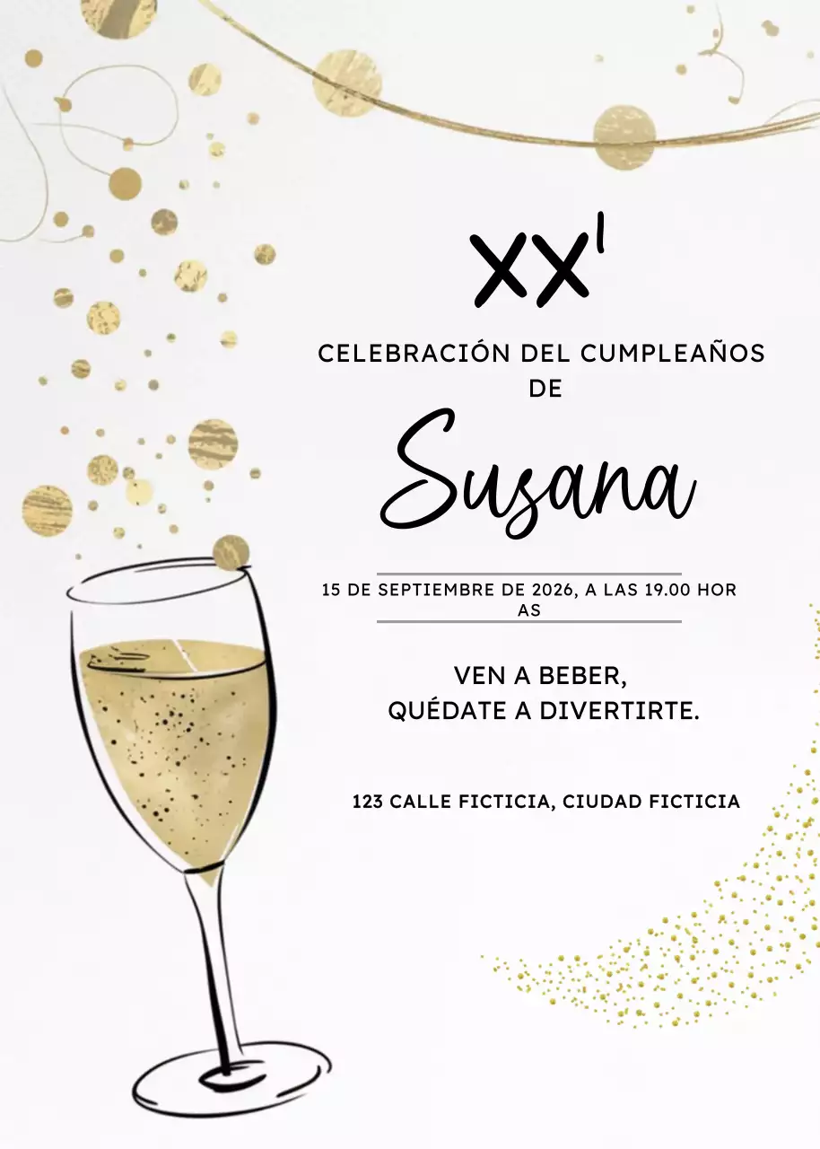 Invitación de cumpleaños Gold Elegant