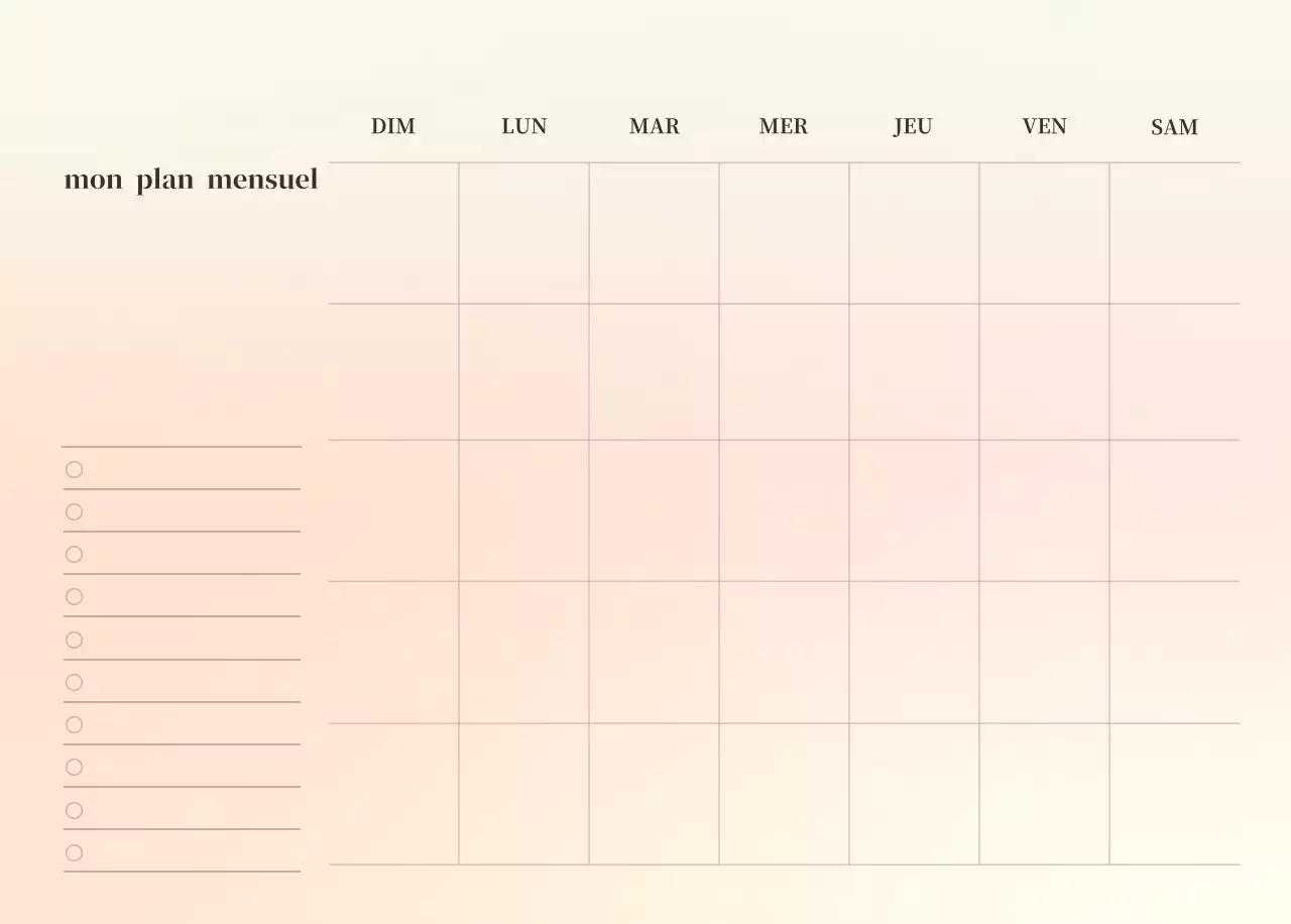 Calendrier minimaliste dégradé