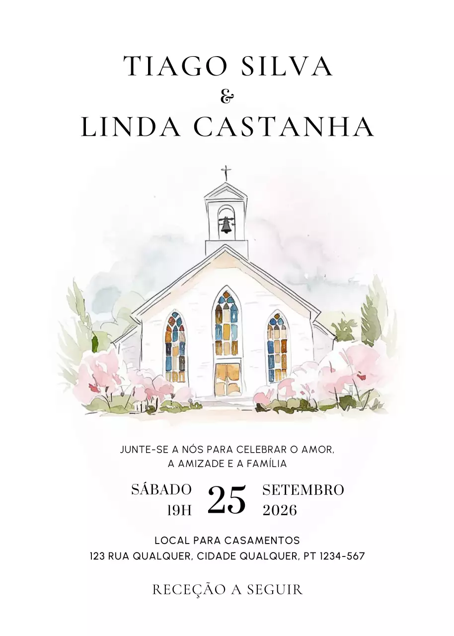 Convite de casamento branco e elegante
