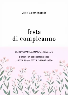 Invito di compleanno floreale rosa
