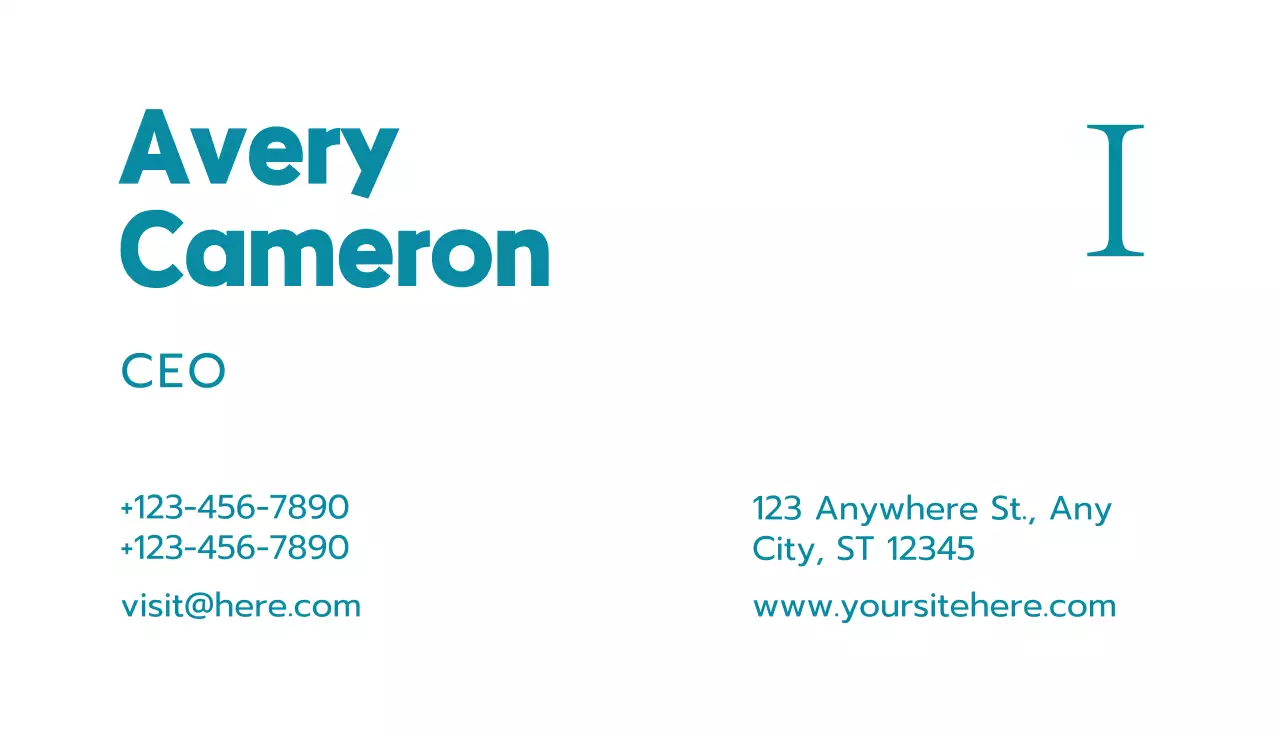 Teal Simple Business Card
