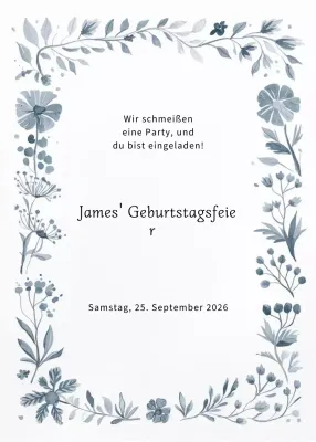 Graue florale Geburtstagseinladung