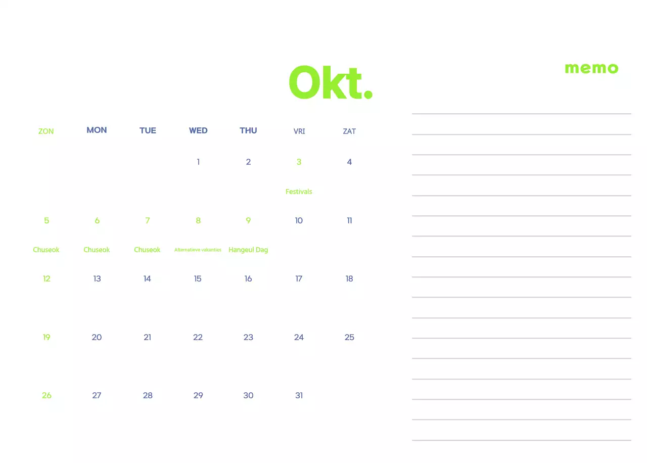 Zakelijke kalender met leuke illustraties