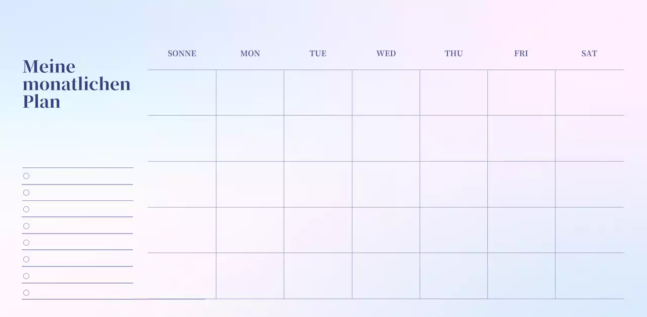 Minimalistischer Kalender mit Farbverlauf