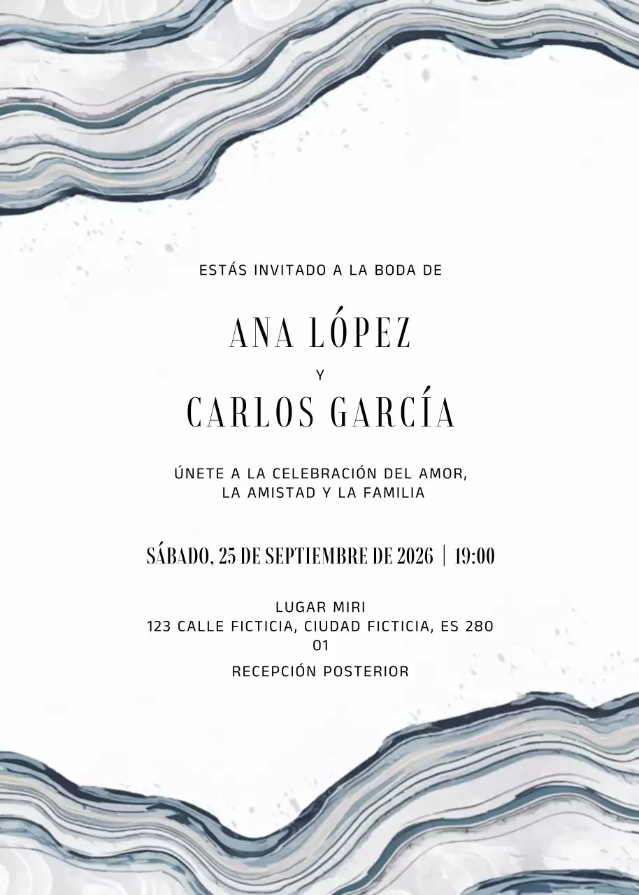 Elegante invitación de boda gris
