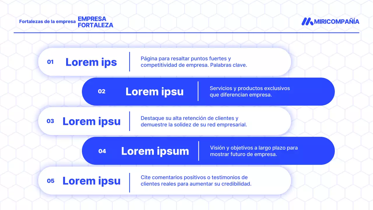 Promueva un perfil de pequeña empresa moderna en azul