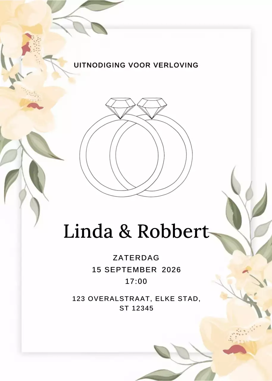 Elegante verlovingsuitnodiging beige