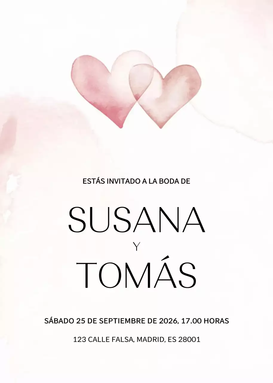 Invitación de boda rosa elegante