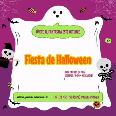 Púrpura Retro Halloween Invitación Social Media Square
