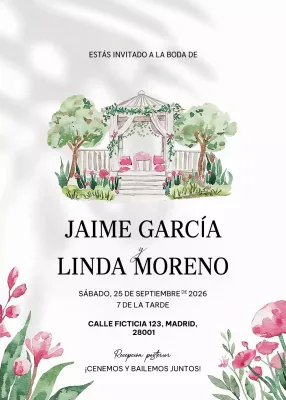 Invitación de boda blanca y elegante