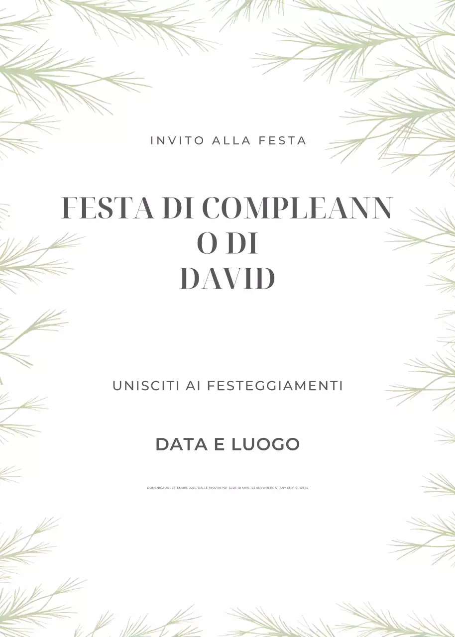 invito di compleanno minimalista verde