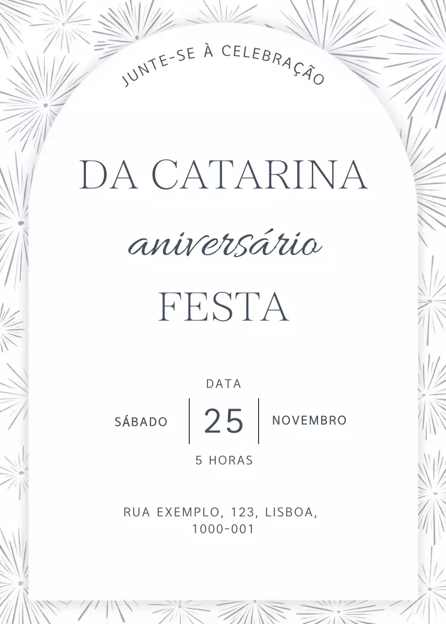 Convite de aniversário elegante branco