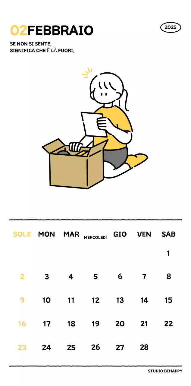 Calendario illustrato con un grazioso stile di linee