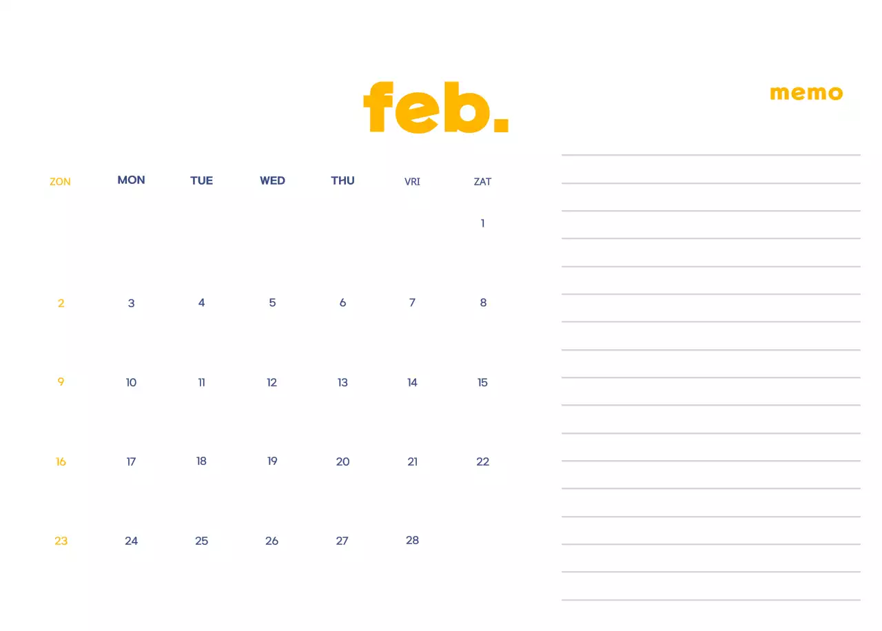 Zakelijke kalender met leuke illustraties