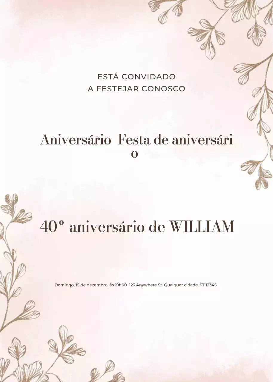 convite de aniversário elegante bege