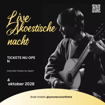 Zwart en goud elegant akoestisch muziekevenement Instagram post