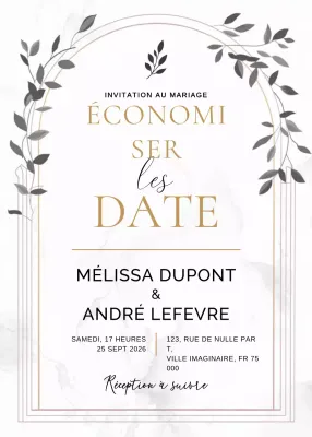 invitation de mariage élégante et blanche