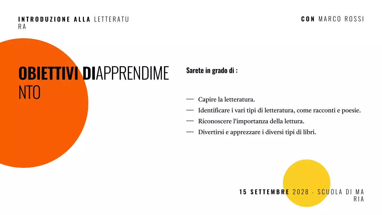 Presentazione del corso di letteratura moderna multicolore