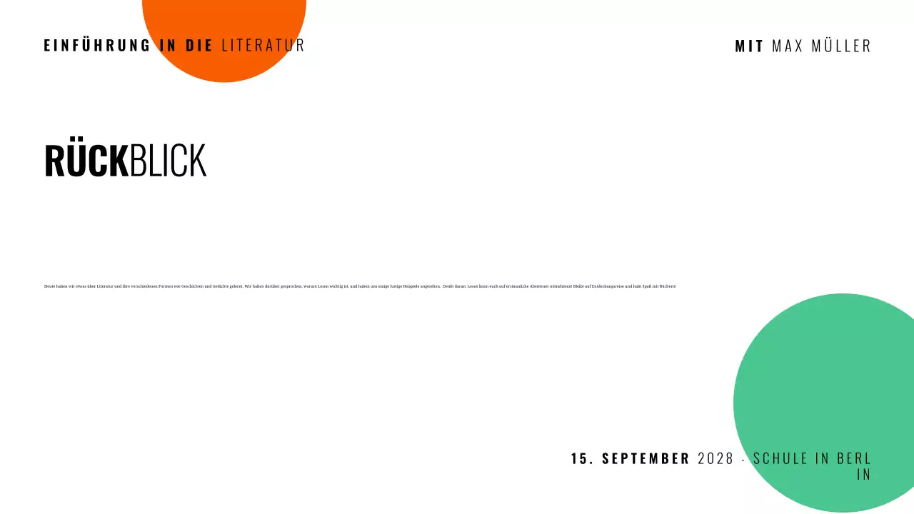 Multicolor-Kurs Präsentation moderner Literatur