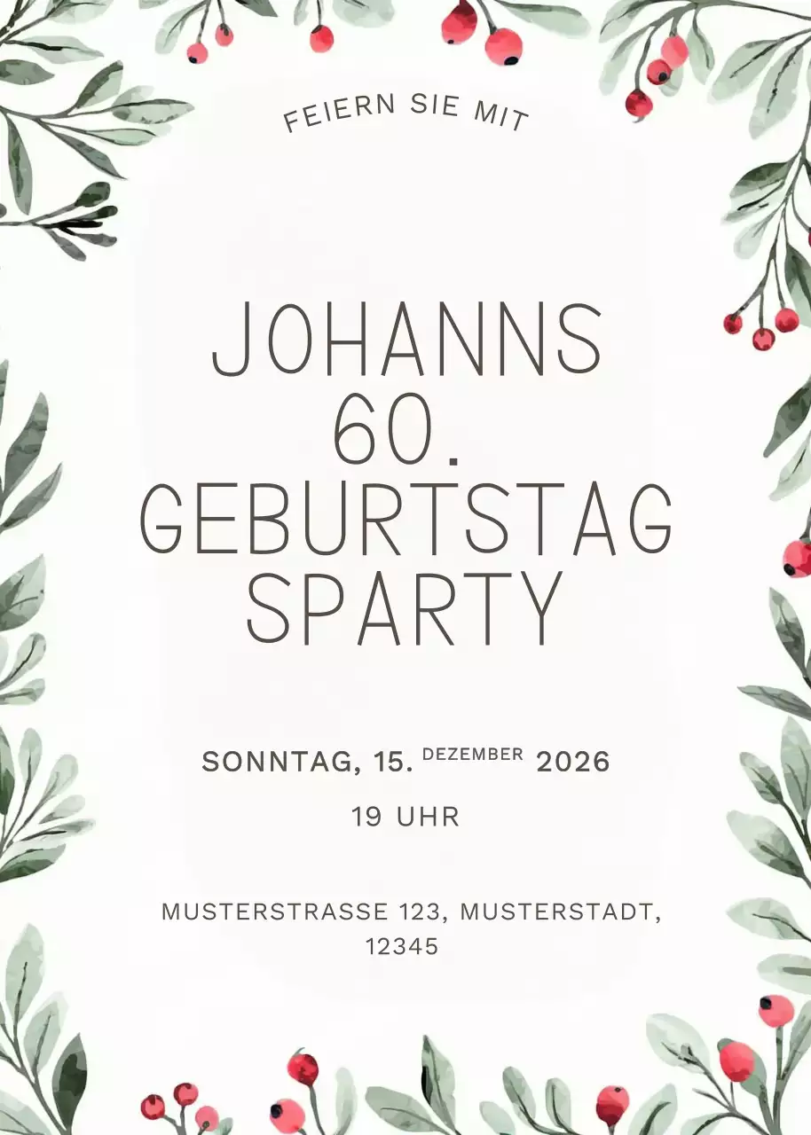 Weiße botanische Geburtstagseinladung