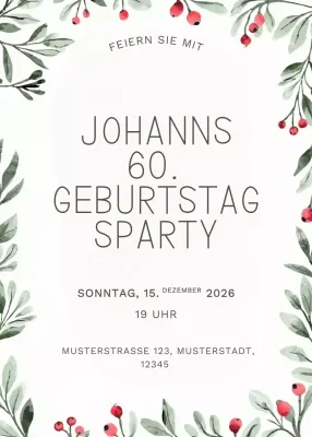 Weiße botanische Geburtstagseinladung