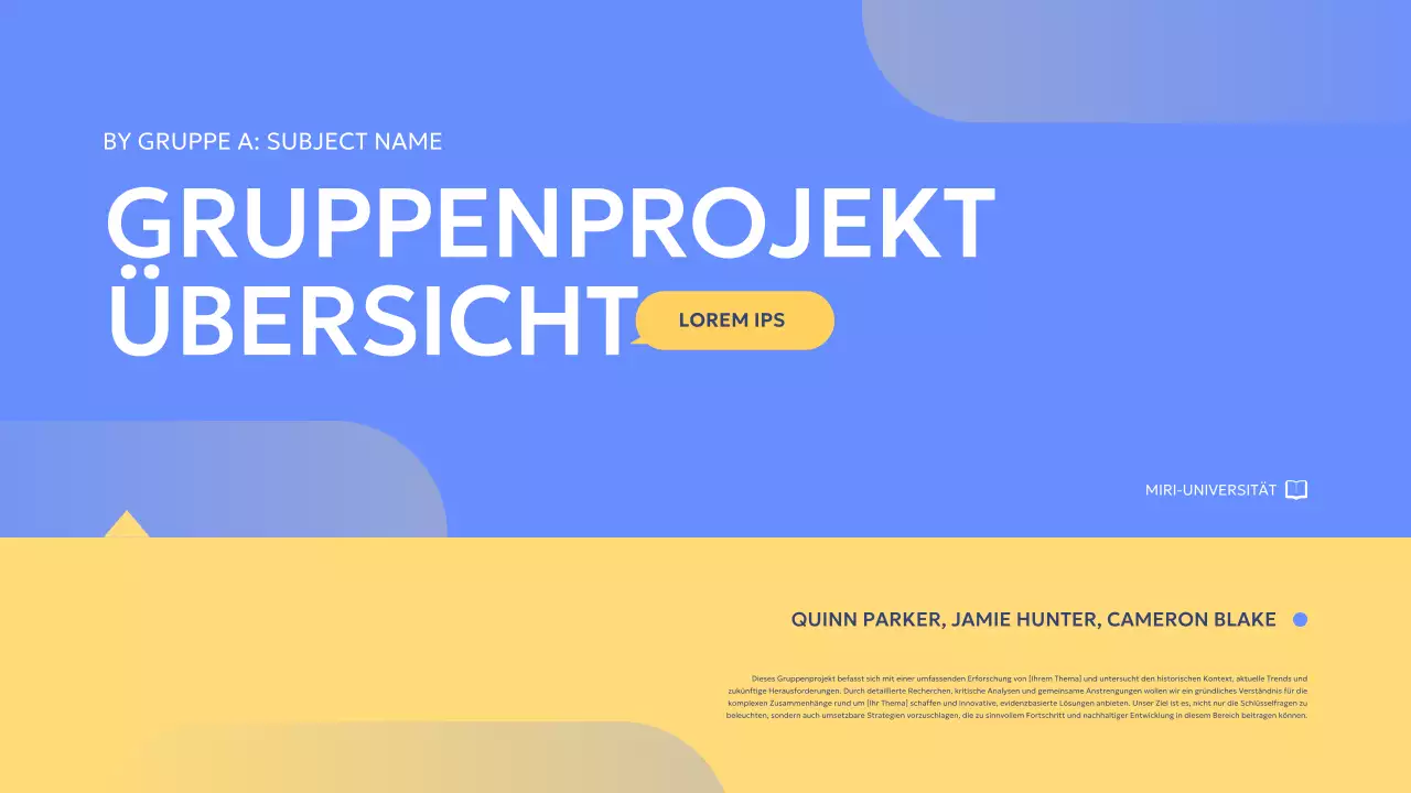 blue modern Gruppenprojektbericht